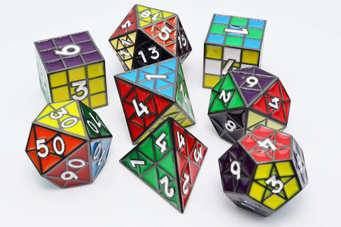 Puzzle Cube: Midnight Metal - Metal RPG Dice Set