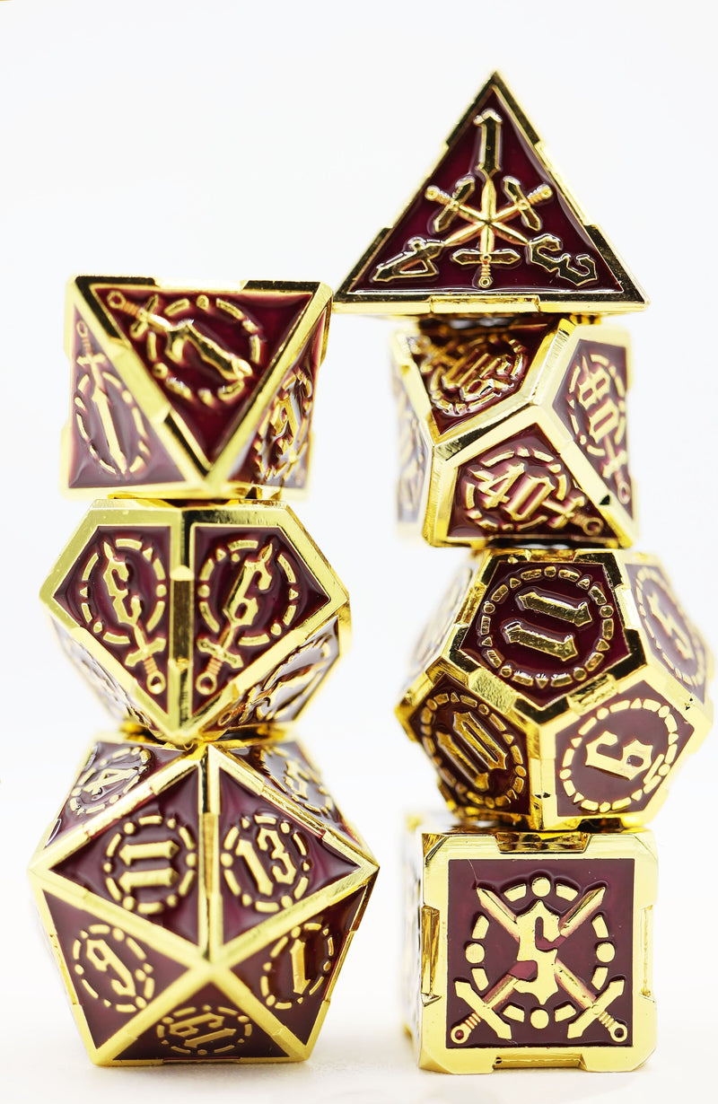 Crossed Swords: Royal Amethyst Sword - Metal RPG Dice Set