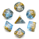 Blue and Gold Beach Conch RPG Dice Set