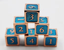 Blue and Copper 6 Piece Metal Dice Set