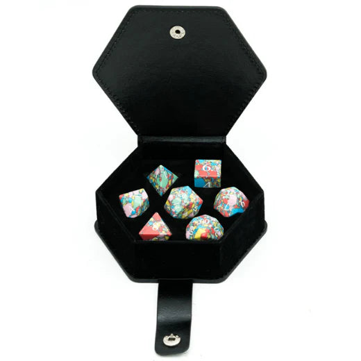 Stone RPG Dice Set Textured Turquoise Pop Art - Engraved