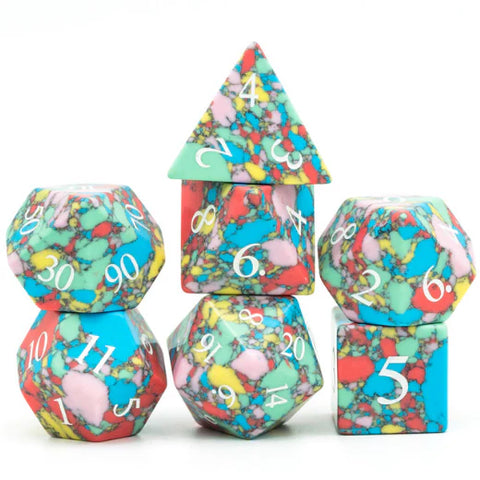 Stone RPG Dice Set Textured Turquoise Pop Art - Engraved
