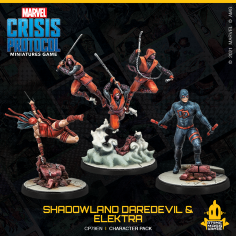 Mcp79 Marvel Crisis Protocol Shadowland Daredevil & Elektra With Hand Ninjas Character Pack