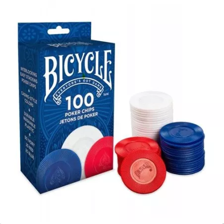 Poker Chip Set Bicycle Plastic 100 Pack W50/25R/25B