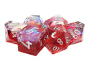 Old School Dice: Sharp Edged Poly Dice Set - Crimson Fire