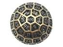 Old School Dice: Hollow Metal 50mm D100 - Dragon's Head - Ancient Gold