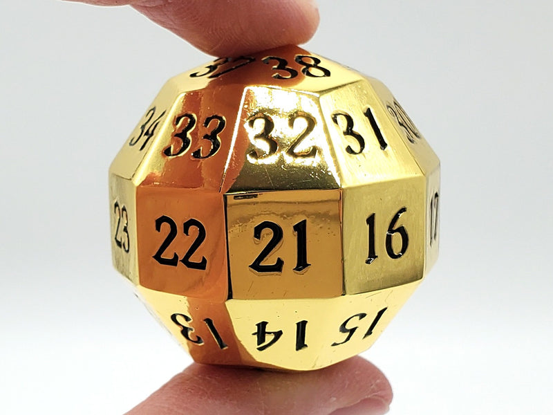Old School Dice: Metal D40 Spindown - Gold with Black