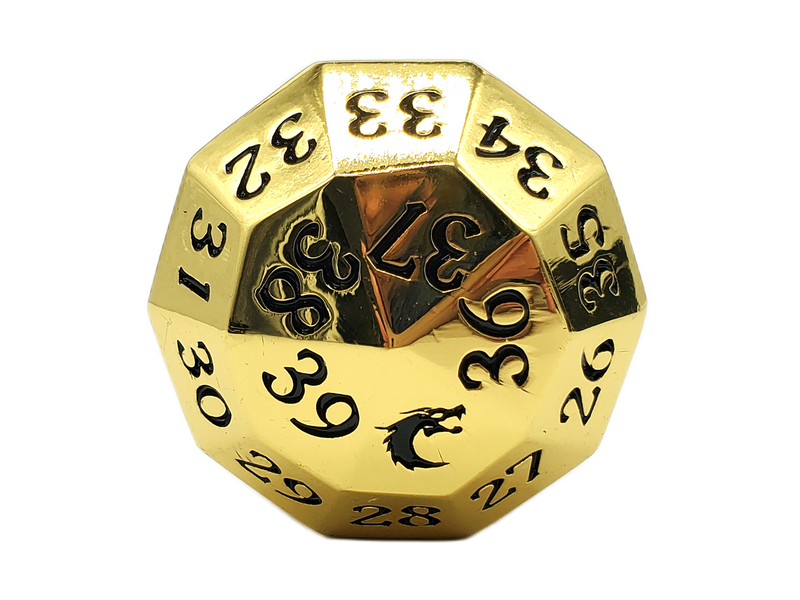 Old School Dice: Metal D40 Spindown - Gold with Black