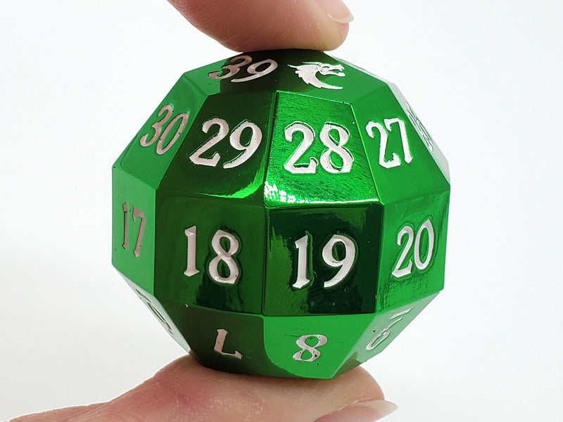 Old School Dice: Metal D40 Spindown - Electric Green