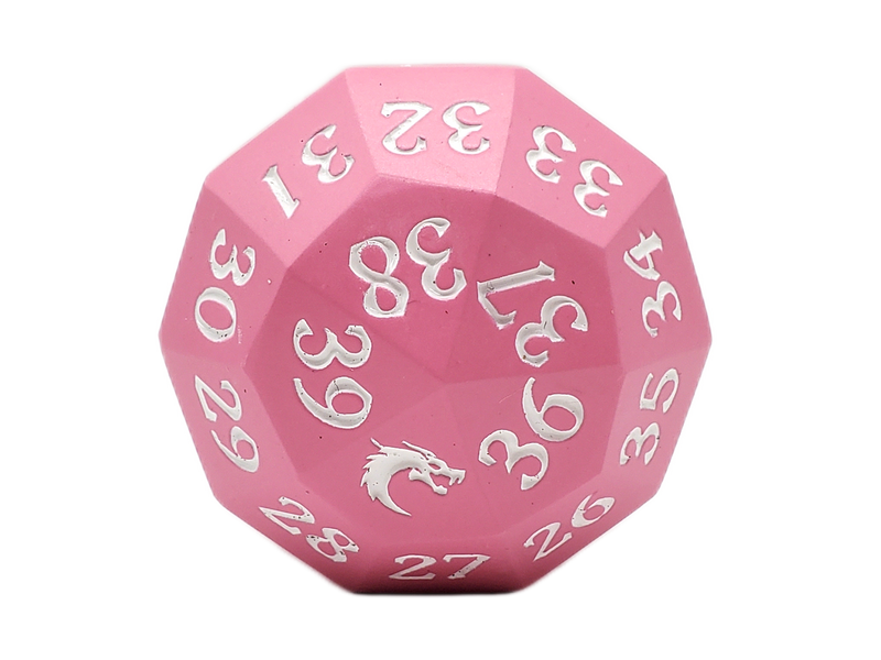 Old School Dice: Metal D40 Spindown - Pink with White