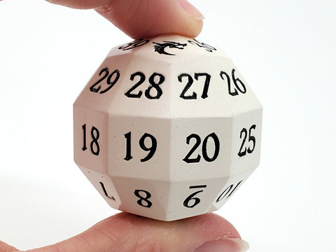 Old School Dice: Metal D40 Spindown - White with Black