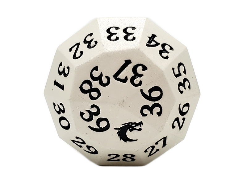 Old School Dice: Metal D40 Spindown - White with Black