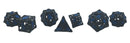 Old School Dice: Hollow Metal 7 Piece Set - Dragon - Black With Light Blue