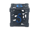 Old School Dice: Hollow Metal 7 Piece Set - Dragon - Black With Light Blue
