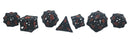 Old School Dice: Hollow Metal 7 Piece Set - Dragon - Black With Orange