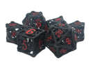 Old School Dice: Hollow Metal 7 Piece Set - Dragon - Black With Red