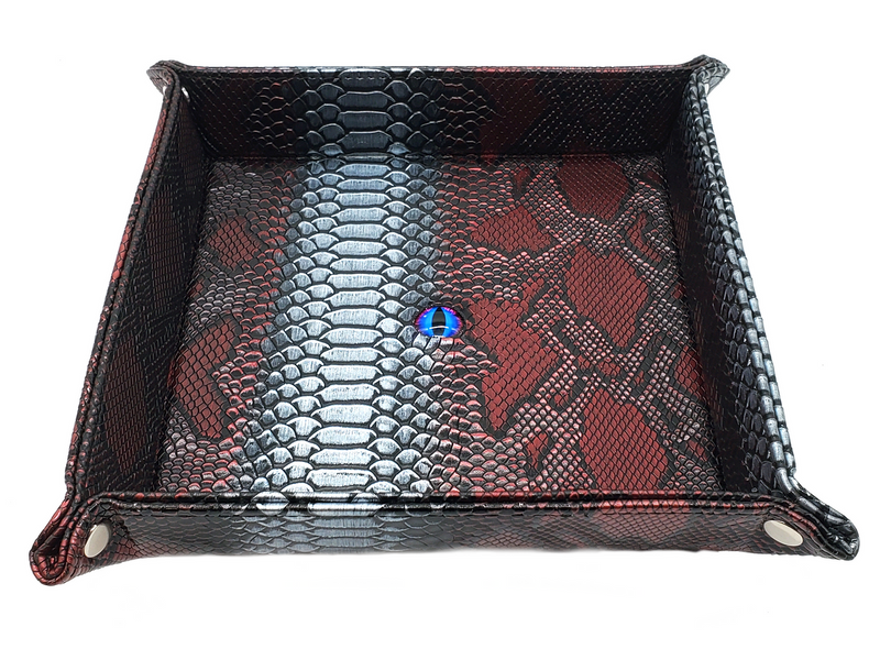 Old School Dice: Dragon Eye Rolling Tray - Spectral Dragon - Red & Silver