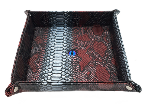 Old School Dice: Dragon Eye Rolling Tray - Spectral Dragon - Red & Silver