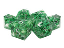 Old School Dice: Sharp Edged Poly Dice Set - Green Flower