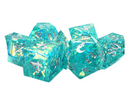 Old School Dice: Sharp Edged Poly Dice Set - Jade Blast