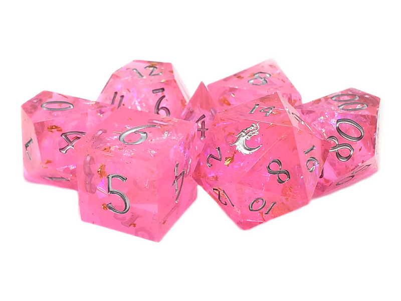 Old School Dice: Sharp Edged Poly Dice Set - Magenta Dreams