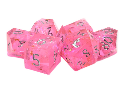 Old School Dice: Sharp Edged Poly Dice Set - Magenta Dreams