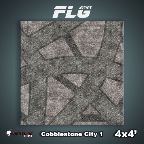 Frontline Gaming Mat 4'x4' Cobblestone City 1