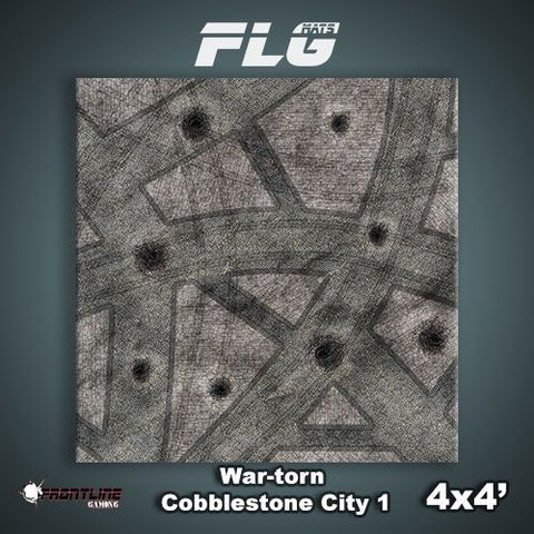 Frontline Gaming Mat 4'x4' War-torn Cobblestone City 1