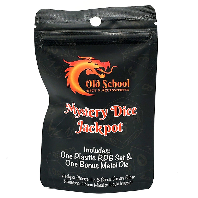 Old School Dice: Mystery Dice Jackpot: 7-Piece Acrylic Set with Bonus Metal Die