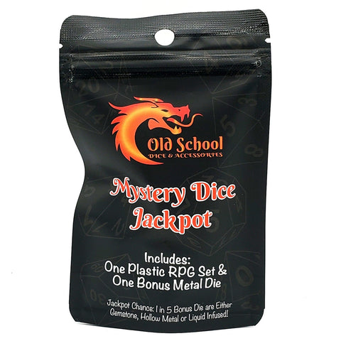 Old School Dice: Mystery Dice Jackpot: 7-Piece Acrylic Set with Bonus Metal Die