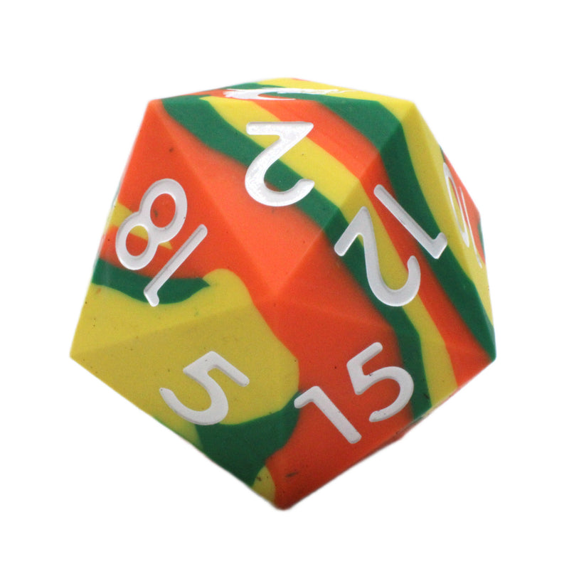 Old School Dice: Silicone 50mm D20 - Orange, Green & Yellow