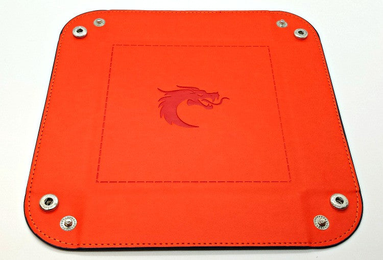 Old School Dice: Square Rolling Tray - Orange w/ Black Back