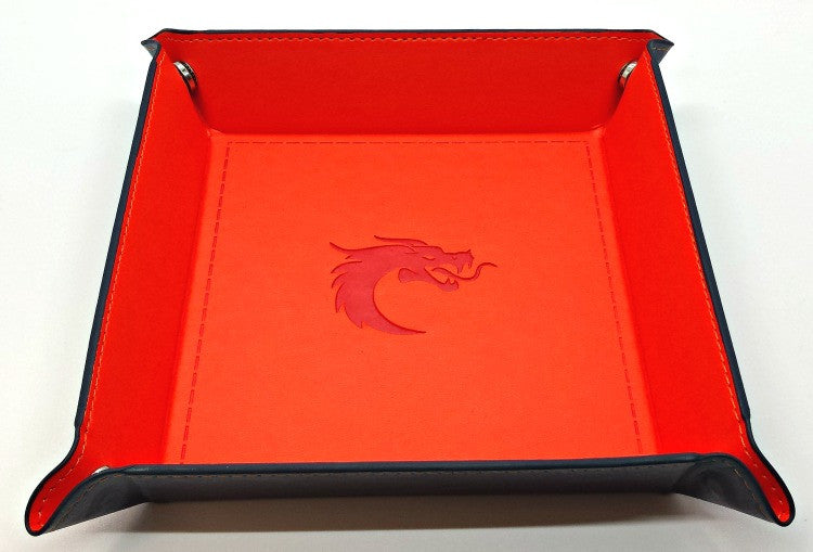 Old School Dice: Square Rolling Tray - Orange w/ Black Back