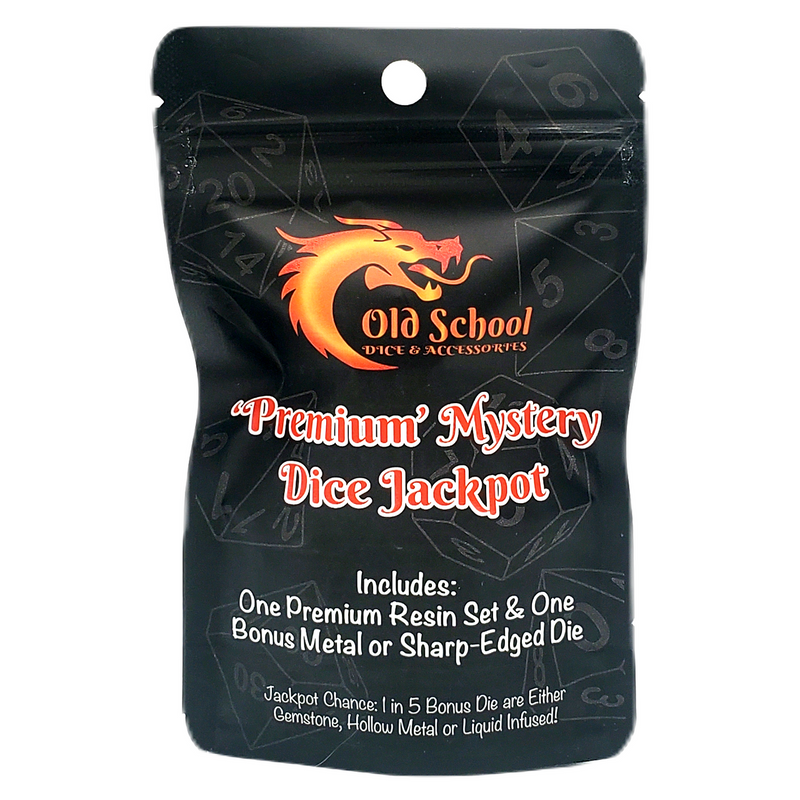 Old School Dice: Mystery Dice Jackpot - Premium: 7-Piece Resin Set with Bonus Metal/Sharp Edged Die