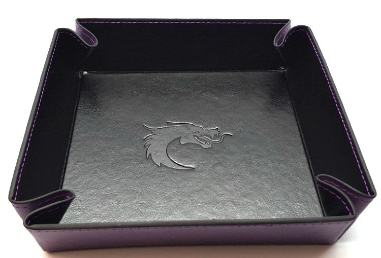 Old School Dice: Square Rolling Tray - Purple w/ Black Back