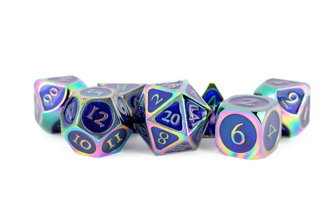 Fanroll Dice Rainbow With Blue Enamel 16mm Metal Set