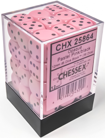 Chessex  36d6 Opaque Pastel Pink/Black