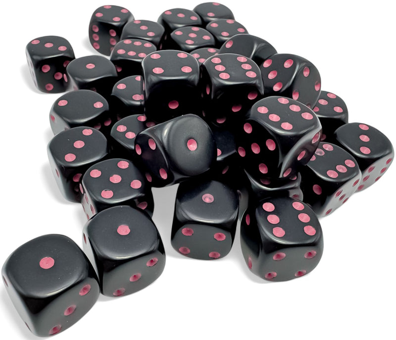 Chessex 36d6 Opaque Black/Pink