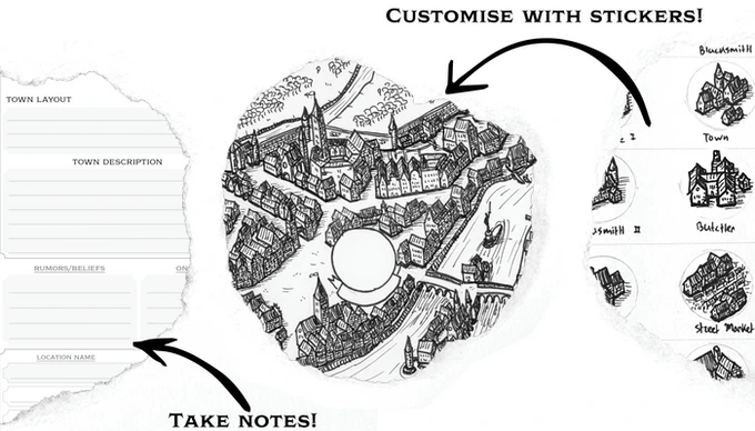 RPG Worlds At A Glance Customizable Sticker Maps & Notebook