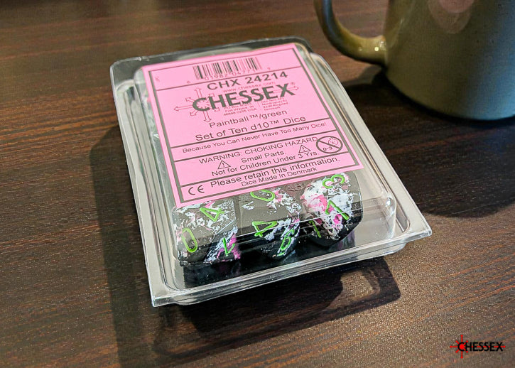 Chessex  10d10 Brush Paintball/Green