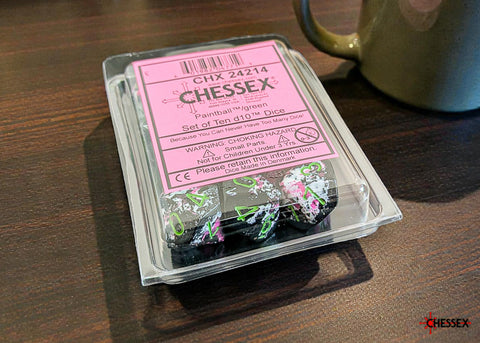 Chessex  10d10 Brush Paintball/Green