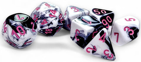 Chessex Poly Gemini Black-White / Pink