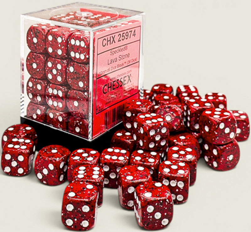 Chessex 36d6 Speckled Lava Stone