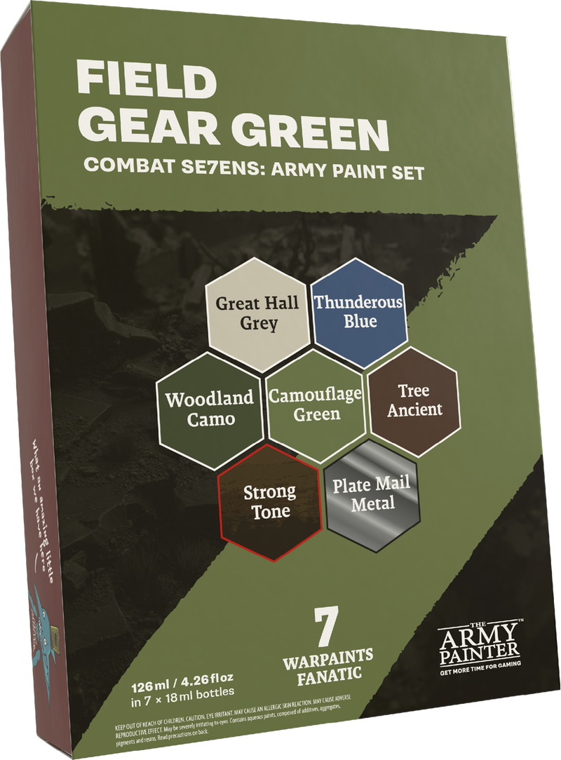 Army Painter Warpaints Fanatic Combat Se7ens: Field Gear Green Paint Set