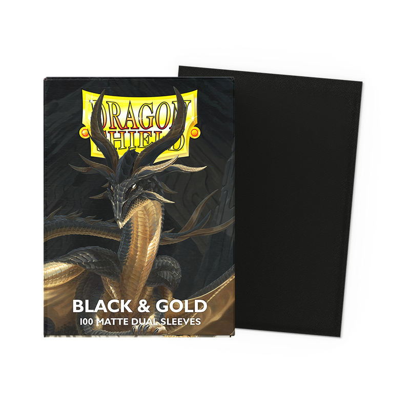 Dragon Shield Sleeves: Matte Dual Black & Gold