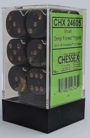 Chessex 12d6 Brush Deep Forest/Gold