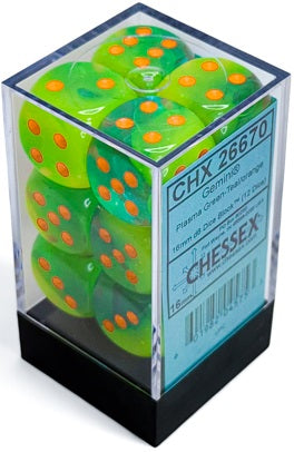 Chessex 12d6 Gemini Plasma Green-Teal/Orange Luminary