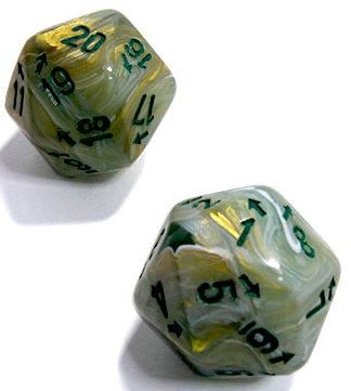 Chessex Marble Count Up & Down D20 Green/Dark Green