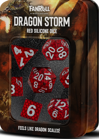 Fanroll Dice Silicone Poly Set Dragon Storm Red Scales
