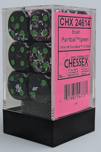 Chessex 12d6 Brush Paintball/Green